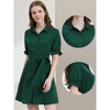 Allegra K Women's Summer Ruffled Short Sleeve Belted Button Down Shirt Dress - 2 of 4