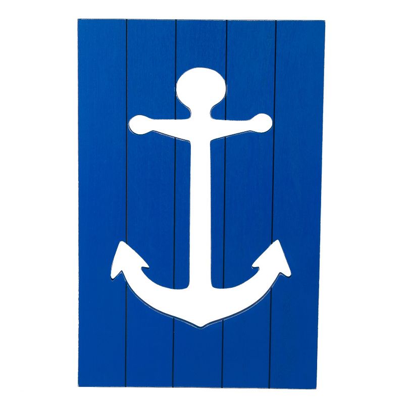 Beachcombers Blue Cut Out Anchor Coastal Plaque Sign Wall Hanging Decor Decoration For The Beach 11.75 x 18.25 x 0.5 Inches., 1 of 3