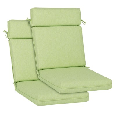 Aoodor Outdoor High Back Dining Chair Cushion Set, Water Proof & Stain Resistant, Polyester Fabric Cover with Ties and Zipper, Set of 2