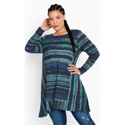Avenue Women's Plus Size Ellie Rib Tunic Blue 18w Target