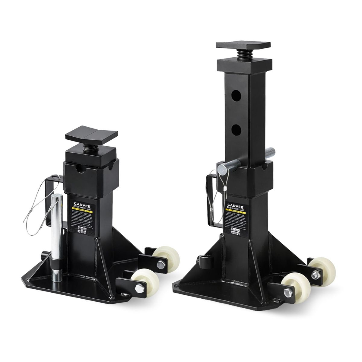 22 Ton Pin Type Jack Stands with Lock & Wheels, 1 Pair Heavy Duty Safety Support Stand with Wide Base, Adjustable 13.8"-19.7" for Heavy Truck Trailer - thumbnail 2
