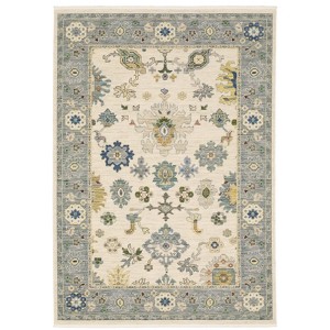 Captiv8e Designs Lorelei Traditional Ivory/Blue Wool Rug - 1 of 4
