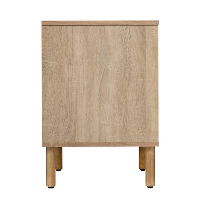 Merk Light Brown Wood 2-Drawer Nightstand