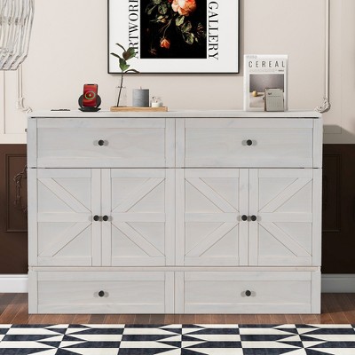 Full/Queen Size Murphy Bed with Large Drawers & USB Ports - ModernLuxe