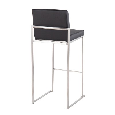 Adjustable Gold Steel and White Faux Leather Bar Stool