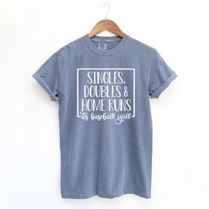 Simply Sage Market Women's Singles Doubles and Home Runs Short Sleeve Garment Dyed Tee - 1 of 2