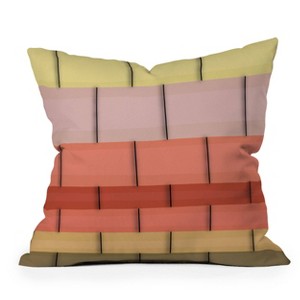 16"x16" Yvonne Z Studios Colorful Tiles In Lines Square Throw Pillow Pink - Deny Designs - 1 of 4