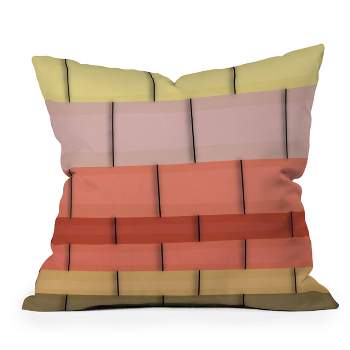 16"x16" Yvonne Z Studios Colorful Tiles In Lines Square Throw Pillow Pink - Deny Designs