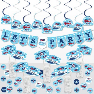 Big Dot of Happiness Taking Flight - Airplane - Vintage Plane Baby Shower or Birthday Party Supplies Decoration Kit - Decor Galore Party Pack - 51 Pc