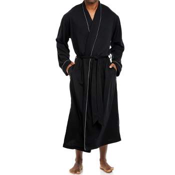 Men's Soft Cotton Knit Jersey Long Lounge Robe with Pockets, Bathrobe