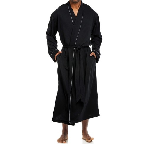Men's Soft Cotton Knit Jersey Long Lounge Robe With Pockets
