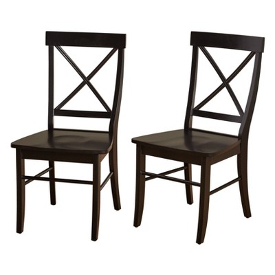 Buylateral Set of 2 Albury Farmhouse Cross Back Solid Wood Dining Chairs