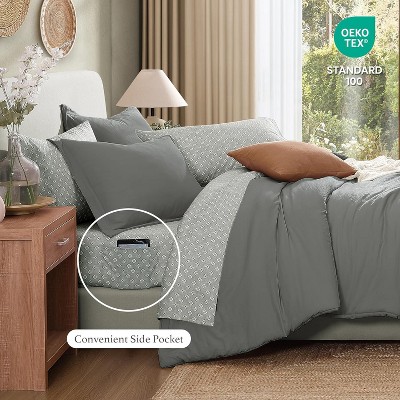 Der Rose BALHAM TRADE-Queen Comforter Set 7 Pieces Prewashed Bed in a Bag with Sheets Pillowcases Shams Ltalian Plum-7Piece-Queen 90”X90'' — фото 6