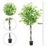 Artificial Ficus Tree Large, Realistic Trunks and Silk Leaves, UV Resistant Indoor Outdoor Decor for Living Room, Garden, Balcony Green - 2 of 4