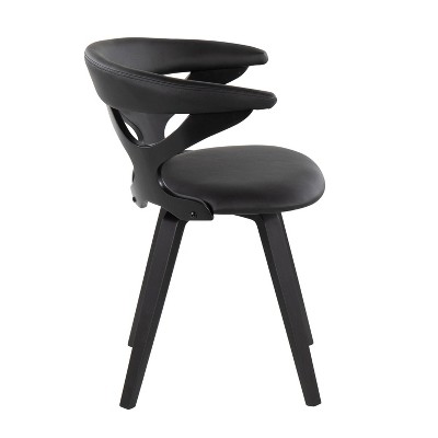 Black Faux Leather Swivel Dining Chair with Cutout Backrest