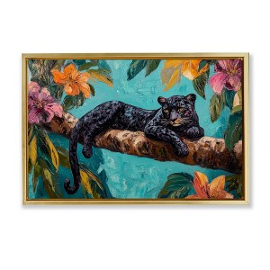 Stupell Industries Lazy Day Black Leopard Floating Frame Canvas Art - 1 of 4