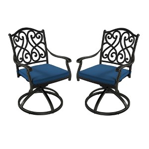 Mondawe Cast Aluminum Outdoor Dining  360° Swivel Chair Armchair with Cushion (Set of 2) - 1 of 4