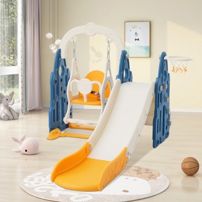 Toddler Playset with Slide,Toddler Slide,Slide for Kids with Basketball Hoop, Kids Slide Toddler Playground Toddler Slide Indoor Outdoor Toys