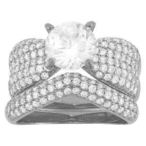 3.52 CT. T.W. 2 Piece Round-Cut Pave Bridal Cubic Zirconia Ring In Sterling Silver - (7), Women