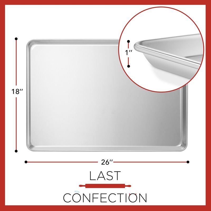 Last Confection 18" x 26" Commercial Grade Baking Sheet Pans, Aluminum Full-Size Rimmed Cookie Sheet Trays, 2 of 8