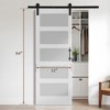 Karl Home 30 in. x 84 in. 5 Lite Tempered Frosted Glass White Primed Glass Sliding Wood Barn Door with Hardware Kit - 3 of 4