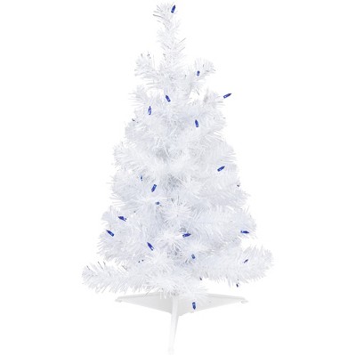 Northlight 2' Pre-lit White Iridescent Pine Artificial Christmas Tree - Blue Lights