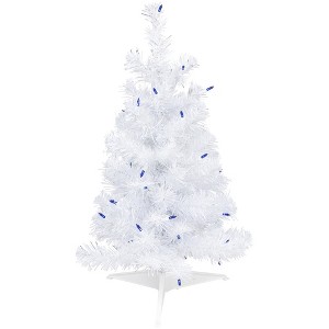 Northlight 2' Pre-lit White Iridescent Pine Artificial Christmas Tree - Blue Lights - 1 of 4