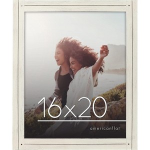 Americanflat 16x20 Rustic Picture Frame in White with Textured Wood and Plexiglass - Horizontal and Vertical Formats for Wall - 1 of 4