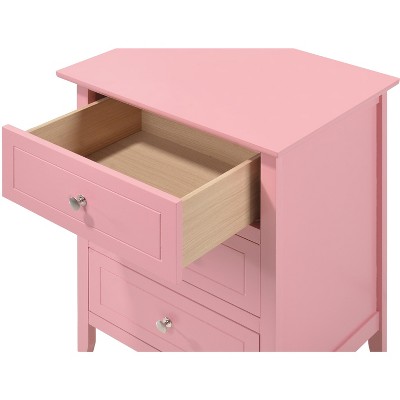 Daniel Pink 3-Drawer Solid Wood Nightstand