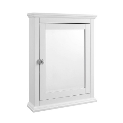 Wooden Medicine Cabinet with Mirrored Door Storage White - Benzara