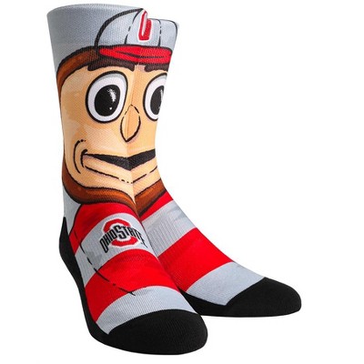Rock Em NCAA Ohio State Buckeyes Brutus Mascot Crew Socks (L-XL)