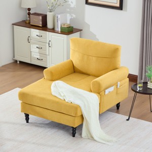 Modern Chenille Chaise Lounge Recliner, Oversized Single Sofa with Side Pockets for Living Room Bedroom-3irtyhousy - 1 of 4