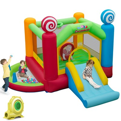 Infans Candy Land Theme Kids Inflatable Bounce Castle w/ 735W Air Blower Indoor Outdoor