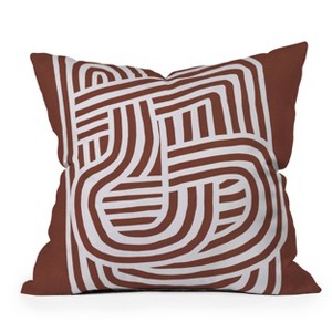26"x26" Deny Designs Little Dean Line Art Sculpt in Umber Square Outdoor Throw Pillow Orange - 1 of 4
