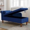 Lyngins Classic Rolled Arm Chaise Lounge with Storage, Tufted Velvet Ottoman with Storage & Pillow, Modern Storage Bed Bench with Nailhead Trim - 4 of 4