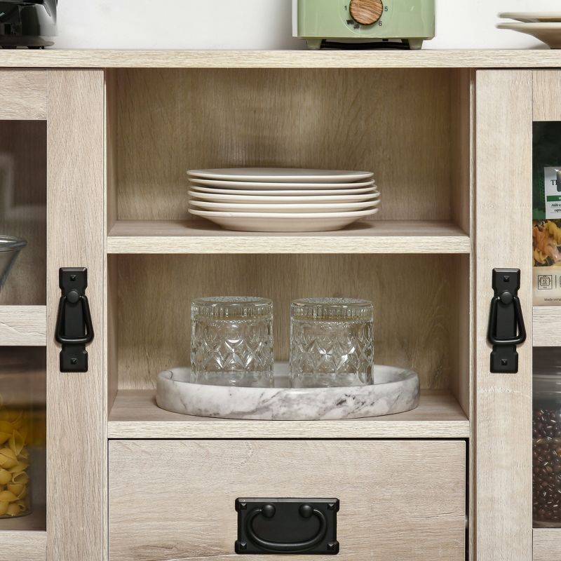 HOMCOM Sideboard Storage Cabinet, Kitchen Cupboard Buffet Server with Glass Doors, 2 Drawers & Adjustable Shelves for Living Room, 5 of 7