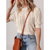 Women's Short Sleeve Round Neck Pullover Sweater - Breathable Open Knit Casual Top - 4 of 4