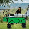 Garvee Collapsible Wagon, Folding Garden Outdoor Park Utility Wagon, Picnic Camping Cart with Wheels for Outdoor Garden, Green - 3 of 4