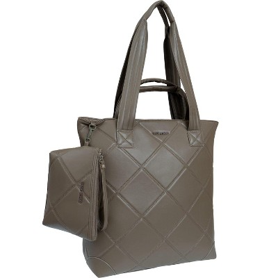 Max Studio 18 Inch Large Lamby Diamond Quilted Travel Tote