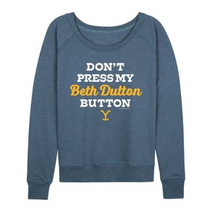 Women's - Yellowstone - Beth Dutton Button Lightweight French Terry Wide Neck Long Sleeve Shirt - 1 of 4