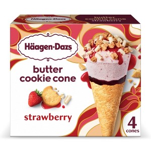 Haagen-Dazs Frozen Strawberry Cookie Cone - 4ct/14.8oz - 1 of 4