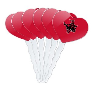 Northwestern Oklahoma State Primary Heart Love Cupcake Picks Toppers Decoration Set of 6 - 1 of 4