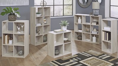 White Oak Transitional 8-Cube Organizer Shelf