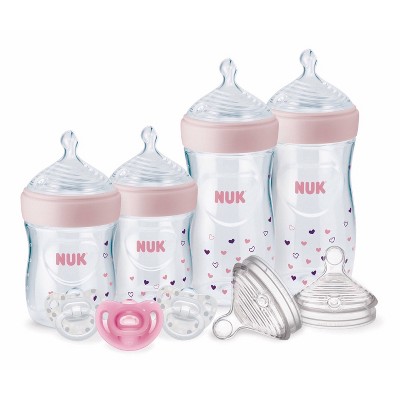 NUK Simply 8pk Natural Bottle with SafeTemp Gift Set - Pink - 9pc