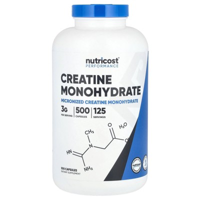 Nutricost Performance, Creatine Monohydrate, 3 g, 500 Capsules (0.75 g Per Capsule)