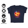 Women's Superman 2025 Glowing Shield Choices Cap Sleeve Baby Rib Crop Top - 4 of 4