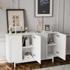 Modern Sideboard Decorative Storage Cabinet, CENGHU Wooden Conle Table Coffee Bar Cabinet with 4-Door Intaglio for Living Room, Kitchen, Bedroom - 3 of 4