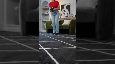 Gray and White Diamond Trellis 4' x 6' Reversible Area Rug