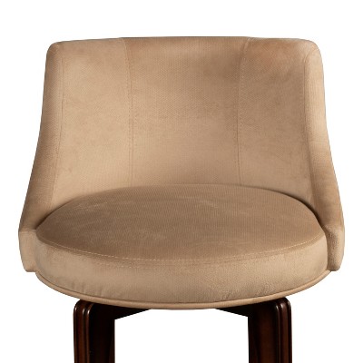 Napa Valley Dark Brown Cherry Swivel Counter Stool with Khaki Fabric