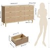 Acekool 9 Drawer Rattan Dresser for Bedroom, Large Chest of Drawers, Wide Top, Wooden Storage - 3 of 4